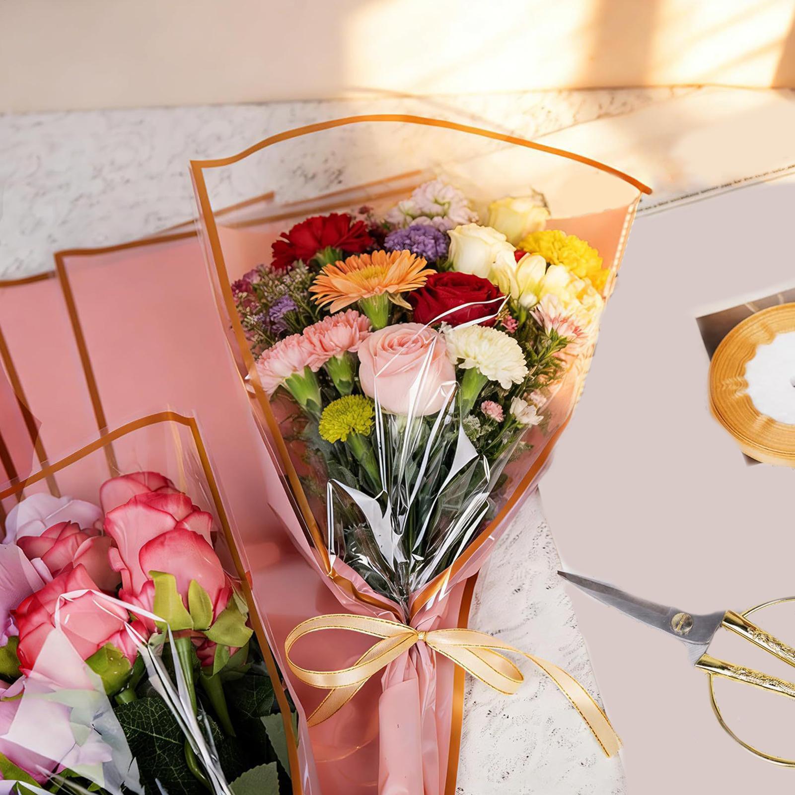フラワーブーケバッグ 50枚入り リボン付き 花屋用品 フラ - Florist Supply Ribbon のレビューと価格